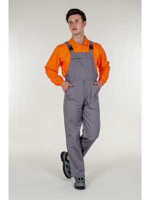 Mert Giyim Gri Bahçivan Model Pamuklu Askılı Tulum