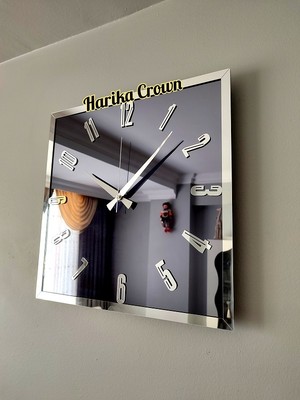 Harika Crown Gerçek Aynalı Dekoratif Duvar Saati (40- 50 Cm)