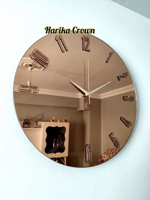 Harika Crown Gerçek Aynalı Dekoratif Duvar Saati (40- 50 Cm)