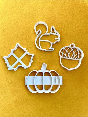 Mini Tasarım Atölyem Sonbahar Kurabiye Kalıbı Seti Sincap-Palamut-Yaprak-Balkabağı