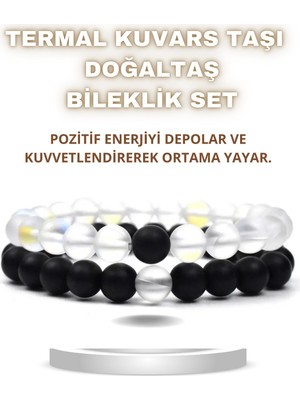 NehirTaş Sertifikalı   Kuvars Doğal Taş Bileklik Set ( Bedeni Zinde Tutar, Güç ve Canlılık Verir ) 8 mm