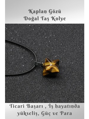 NehirTaş Sertifikalı   Kaplan Gözü Merkaba Doğal Taş Kolye ( Iş Hayatında Başarı )