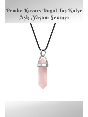 NehirTaş Sertifikalı   Pembe Kuvars Doğal Taş Kolye ( Aşk , Inanç ve Kararlılık )