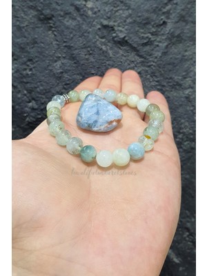 NehirTaş Sertifikalı   Akuamarin (Aquamarine) Doğal Taş Bileklik