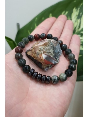 NehirTaş Sertifikalı   Kan Taşı Doğal Taş Bileklik 8 mm ( Taş )