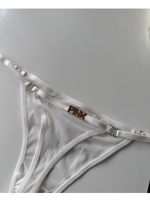 Intive Lingerie Valerie Arkası 'pink' Yazılı Ağı Pamuklu Tül Tanga - Limited