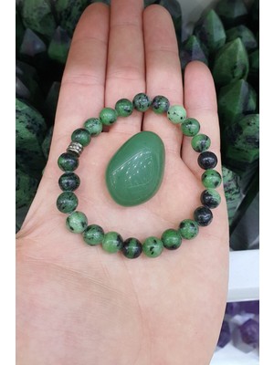 NehirTaş Sertifikalı   Anyolit Doğal Taş Bileklik 8 mm