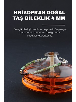 NehirTaş Sertifikalı   Krizopras Doğal Taş Bileklik 4 mm
