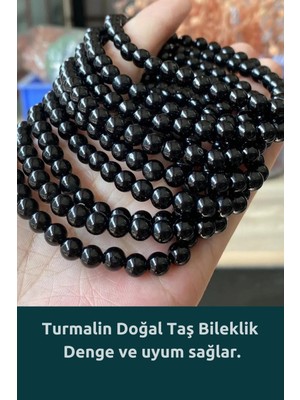 NehirTaş Sertifikalı   Turmalin Doğal Taş Bileklik 8 mm