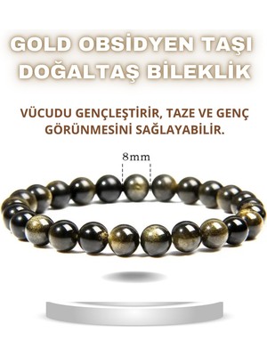 NehirTaş Sertifikalı   Gold Obsidyen Taş Bileklik