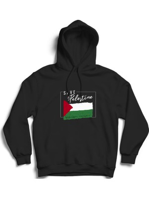 The Fame Save Palestine, Filistin'i Koru, With Flag, Bayrak Kapüşonlu Sweatshirt Hoodie
