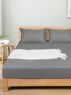 Vessino Home Pamuklu Lastikli Çarşaf Takımı Tek Kişilik Çift Kişilik Battal Boy 57 Tel Kumaş Ebatlı Beyaz-Renkli