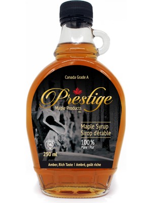 Prestige Akçaağaç Maple Şurubu 250 ml (330 Gr) – En Yüksek Kalite - Amber Canada Grade A Maple Syrup