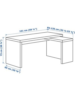 IKEA Çalışma Masası Malm Venge Renk Meridyendukkan Çalışma Masası 151X65