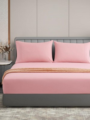 Pamuklu Lastikli Çarşaf Takımı Tek Kişilik Çift Kişilik Battal Boy 57 Tel Kumaş Ebatlı Beyaz-Renkli