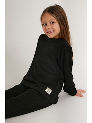 RolyPoly Siyah Kız Çocuk Uzun Kol Pijama Takım