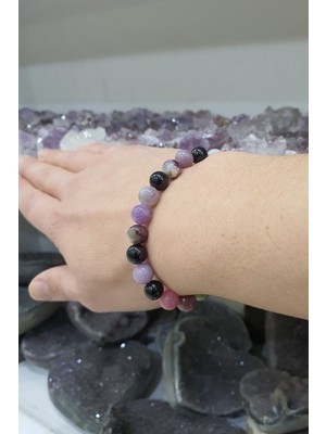 NehirTaş Sertifikalı   Turmalin Doğal Taş Bileklik 8 mm ( Hayat Ağaçı Kolye )