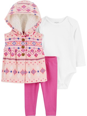 Carter's Kız Bebek 3'lü Yelek Set Pembe