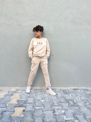 Orca Kids Fashion 6 - 14 Yaş Aralığı Panç Yazı Işlemeli Garson Boy Takım Krem