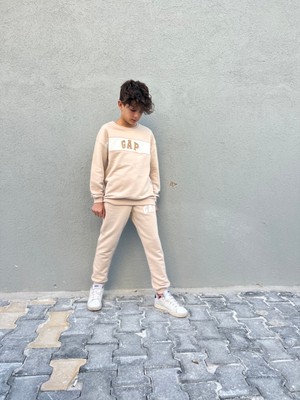 Orca Kids Fashion 6 - 14 Yaş Aralığı Panç Yazı Işlemeli Garson Boy Takım Krem