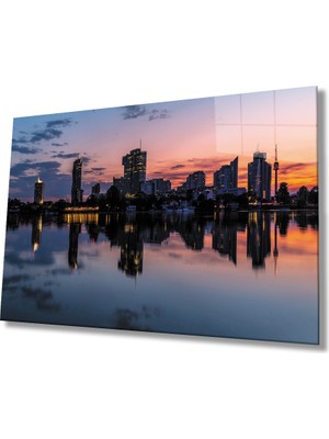 MiraLive  Gün Batımı Şehir Manzarası Cam Tablo