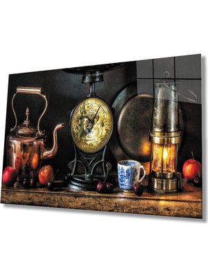 MiraLive  Meyve ve Mutfak Malzemeleri Görselli Natürmort  Cam Tablo
