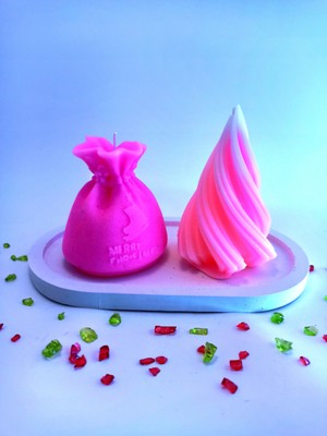 Black And White Candle Bwc Yılbaşı Sürprizi Pembe Düşler Dekoratif Mumlar Sunum Tepsili (Yılbaşı , Hediyelik , Dekoratif )