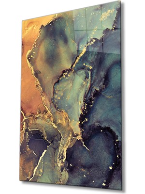 MiraLive Renkli Mermer Soyut Cam Tablo Ev ve Ofis Duvar Dekoru