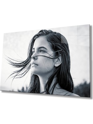MiraLive  Siyah Beyaz Insan Fotoğrafları Kadın Cam Tablo