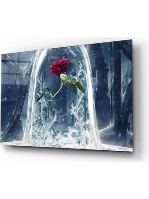  Fütüristik Fanusta Gül  Cam Tablo