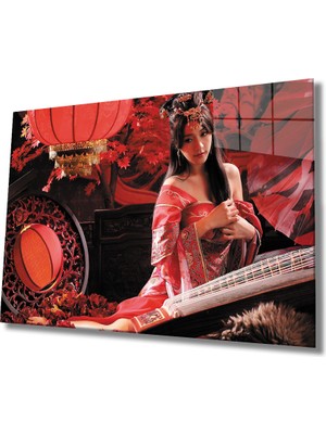 MiraLive  Kadınlar Kırmızı Hanfu Antik Elbise Cam Tablo