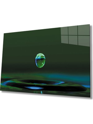 MiraLive  Su Damlası Yeşil Cam Tablo   Water Drop Green