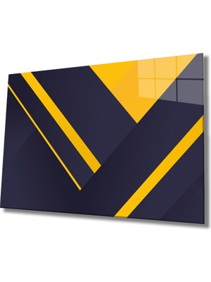 MiraLive  Sarı Siyah Geometrik Mimari Cam Tablo