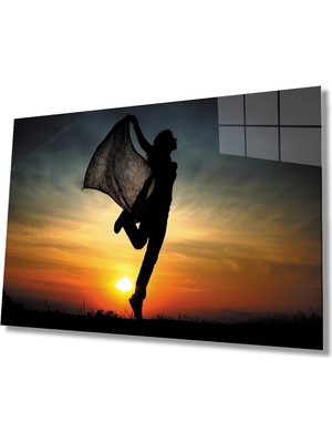 MiraLive  Gün Batımında Kadın Cam Tablo   At Sunset Table