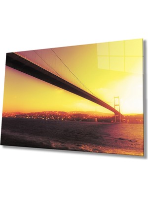   Istanbul Gün Batımı Boğaz Köprü Manzaralı Cam Tablo
