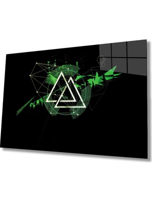 MiraLive  Siyah Yeşil Üçgen Cam Tablo