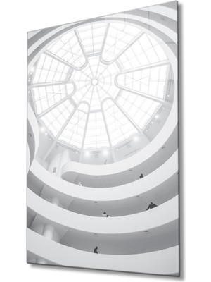 MiraLive  Beyaz Daireli Geometrik  Cam Tablo