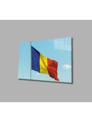 MiraLive  Romanya Bayrağı Cam Tablo Romanian Flag