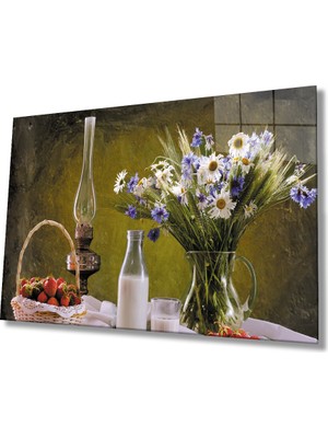MiraLive  Meyveler Çiçekler Natürmort Mutfak Cam Tablo