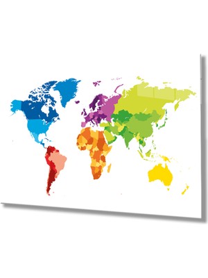 MiraLive   Dünya Haritası Cam Tablo - Colorful Map