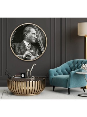 Atatürk Yuvarlak Cam Tablo