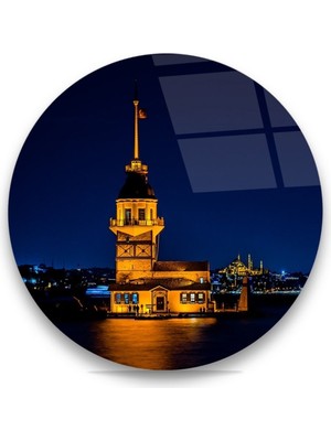 MiraLive Kız Kulesi Yuvarlak Cam Tablo