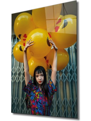 MiraLive  Sarı Balon Cam Tablo Yellow Ballons