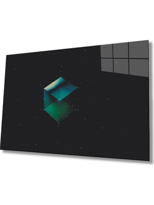 MiraLive  Yeşil Küp Cam Tablo   Green Cube