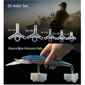 Plastik Sahte Yapay Yem 3 Lü Kanca Iğne Koruyucu Kapak 5 Boy 50 Adet