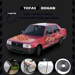 Fruens Tofaş Doğan Oto Araç Kapı Koruma Fitili 5metre Parlak Siyah Renk