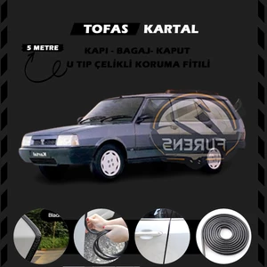 Fruens Tofaş Kartal Oto Araç Kapı Koruma Fitili 5metre Parlak Siyah Renk