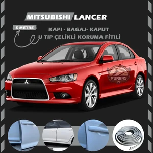 Fruens Mitsubishi Lancer Oto Araç Kapı Koruma Fitili 5metre Parlak Gri Renk