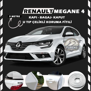 Fruens Renault Megane 4 Oto Araç Kapı Koruma Fitili 5metre Parlak Beyaz Renk