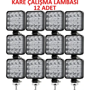 12 Adet 11X11 16 LED Kare Off Road Traktör Tir Kamyon Sis Fari Sis Lambasi Çalisma Lambasi Projektör